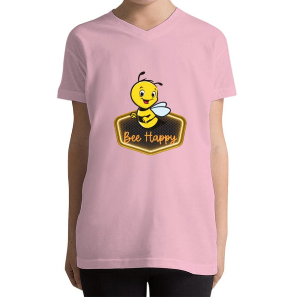 חולצת דבורה - BEE HAPPY - חולצה לבנות דגם צווארון V