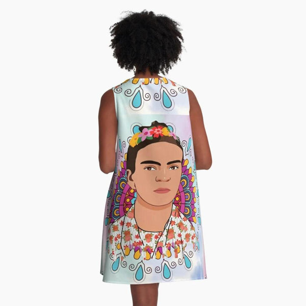 שמלת פרידה קאלו צבעונית דגם מנדלה