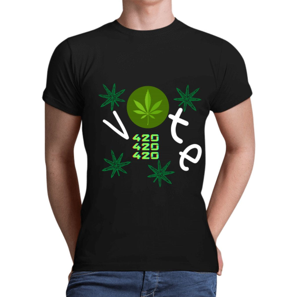 חולצה לגבר קנאביס 420 Vote - שחור