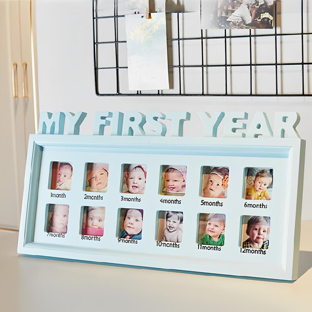 תמונות שנה ראשונה לתינוק בהתאמה אישית אלבום מזכרת 12 תמונות