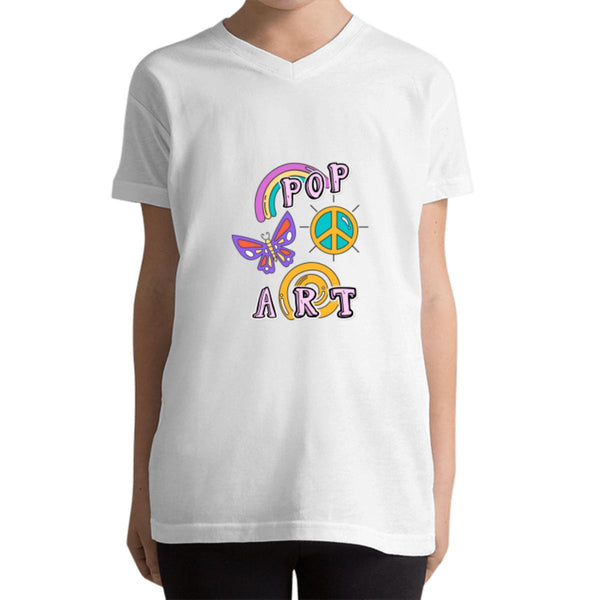 חולצת ילדות דגם POP ART - לבן