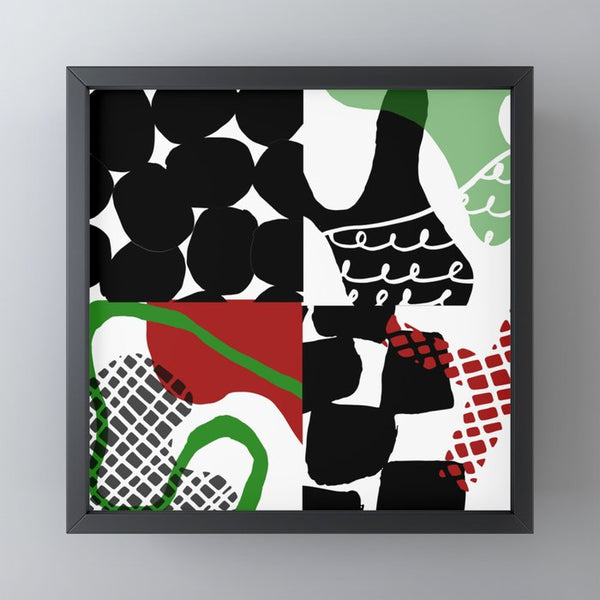 תמונת מיני ארט ממוסגרת דגם Abstract צבעוני - מסגרת שחורה