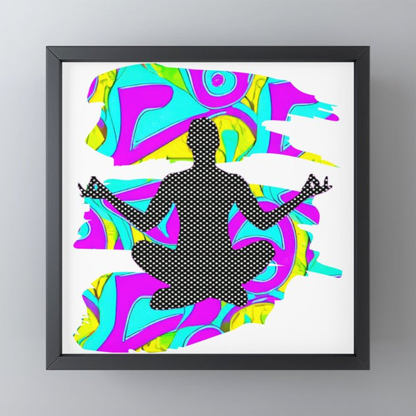 תמונת מיני ארט ממוסגרת דגם יוגה צבעוני - מסגרת שחורה