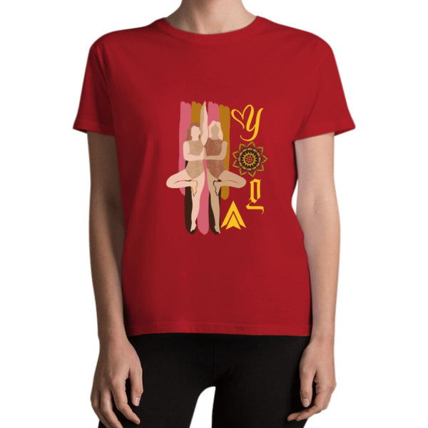 חולצת יוגה דגם מנדלה - חולצה לנשים - אדום