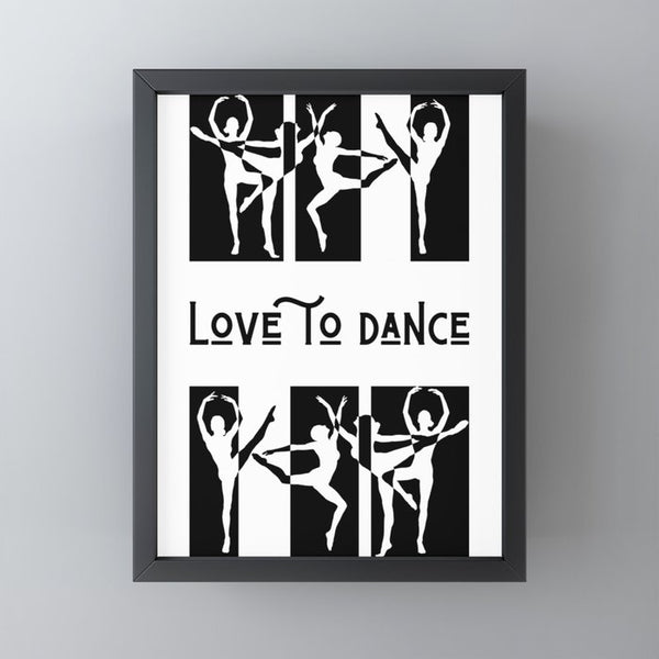 תמונת מיני ארט ממוסגרת דגם רקדנים LOVE TO DANCE - שחור