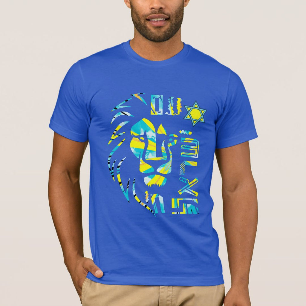 חולצת גברים עם ישראל חי הדפסה דו צדדית דגם כחול רויאל Bella+Canvas