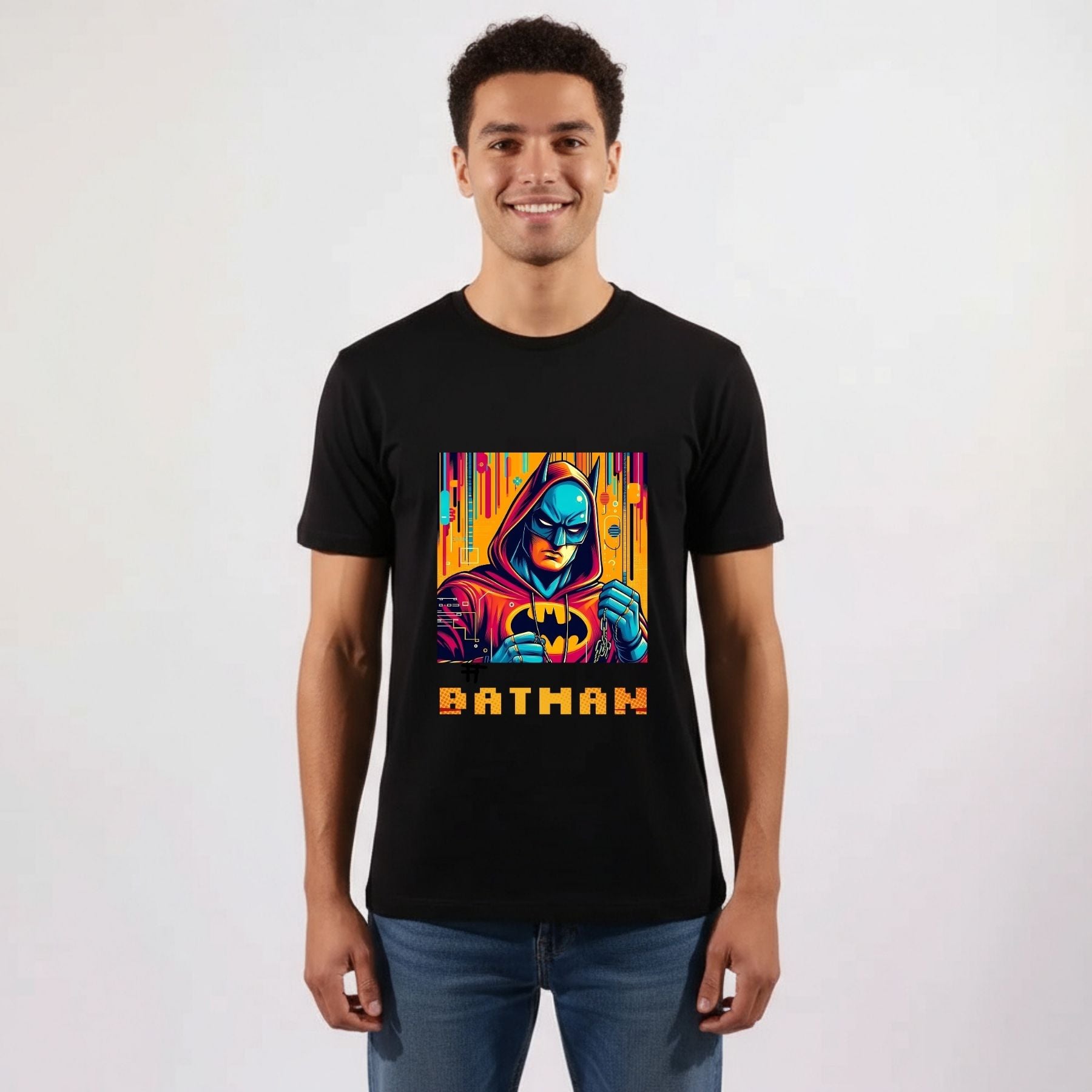 חולצת גברים Batman בעיצוב צבעוני בהשראת גיבור־על קומיקס