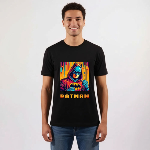 חולצת גברים Batman בעיצוב גרפי צבעוני בהשראת גיבור־על קומיקס