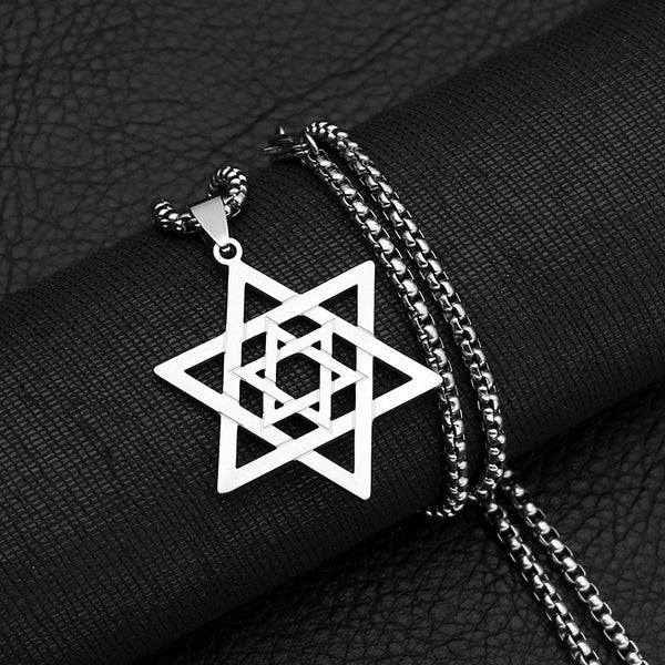 תליון מגן דוד כפול מפלדת אל חלד