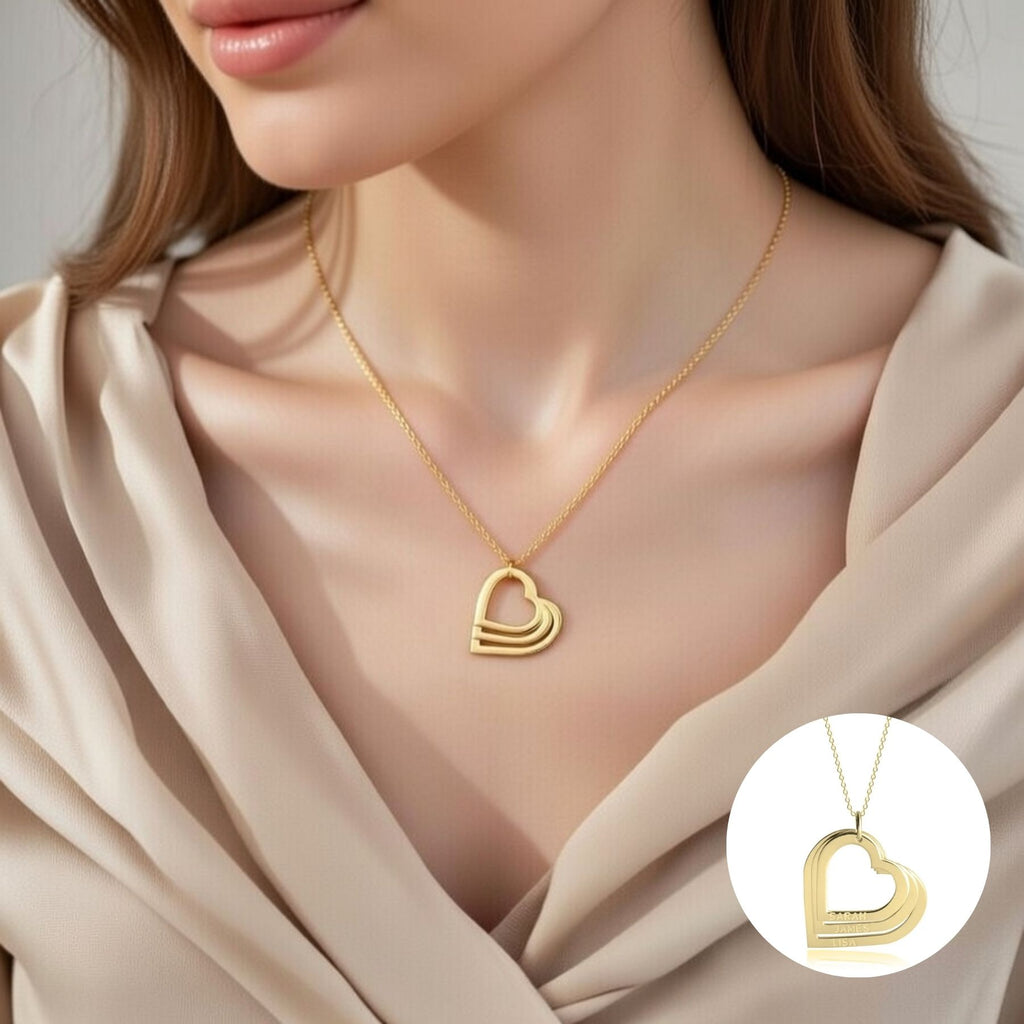 שרשרת לבבות עם שמות בהתאמה אישית לאמא