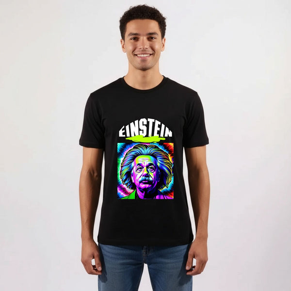 חולצת גברים Einstein בעיצוב גרפי צבעוני בסגנון פופ־ארט ניאוני