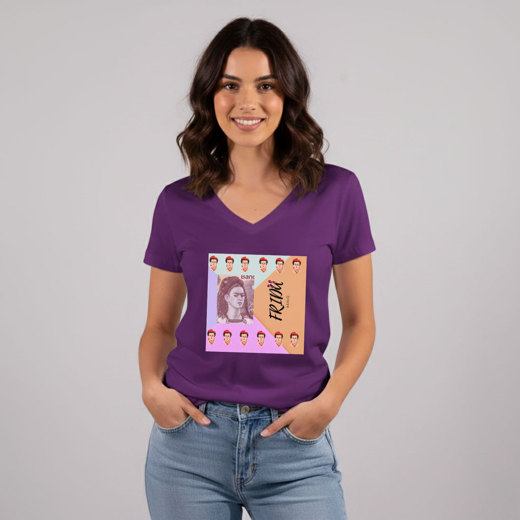 חולצת FRIDA דגם פרידות מרובע צבעוני - חולצה סגולה