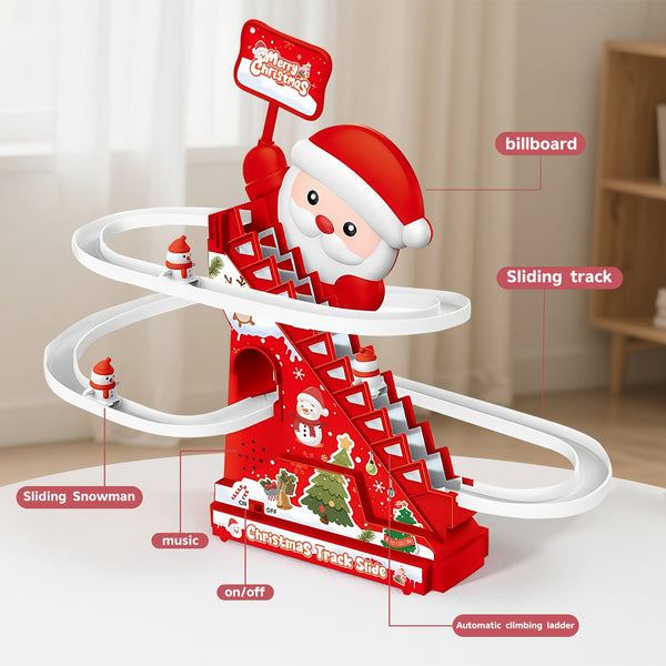 Santa Slide Track Climbing Toy - LED & Music Holiday Race Game