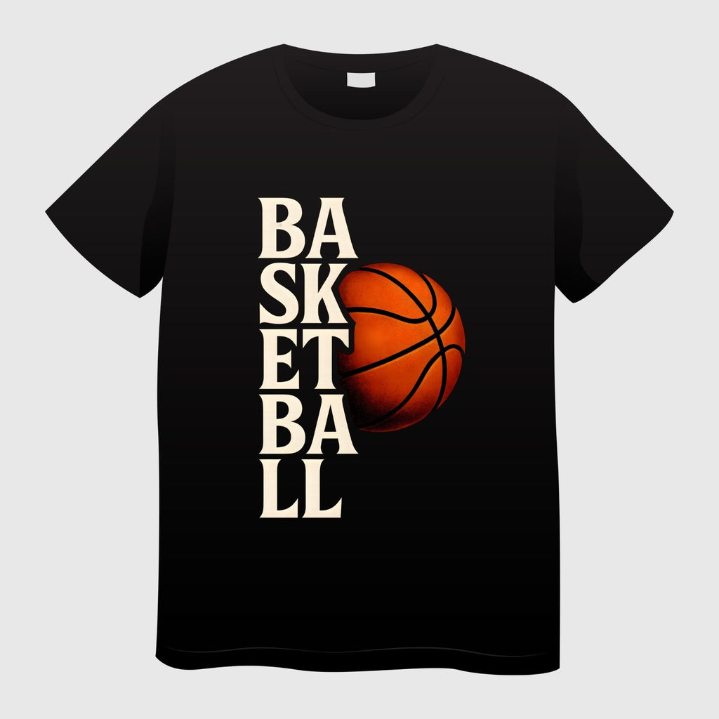 חולצת גברים Basketball - עיצוב כדורסל אנכי