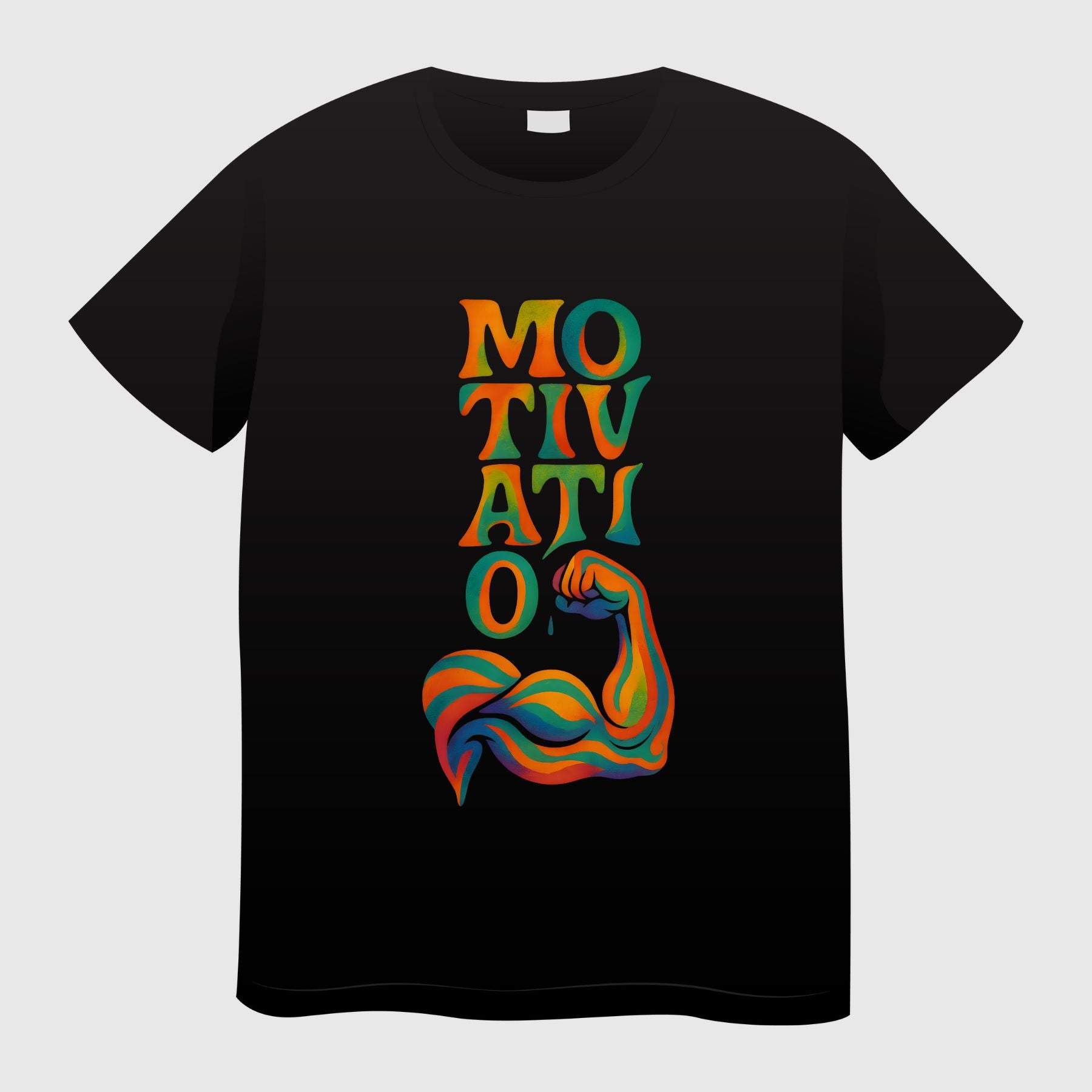 חולצת גברים MOTIVATIO – עיצוב צבעוני על דוגמן בחולצה לבנה