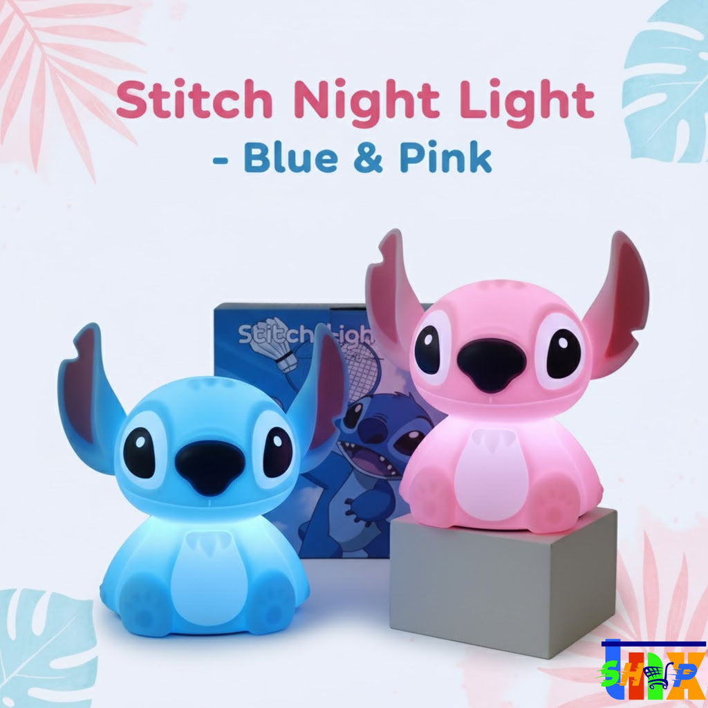 מנורת לילה סטיץ' בעיצוב קוואי בצבע תכלת עם תאורת USB