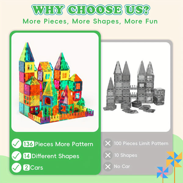 136pcs magnetic tiles STEM building set