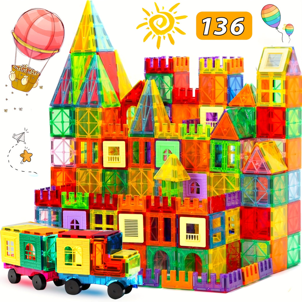 136pcs magnetic tiles STEM building set