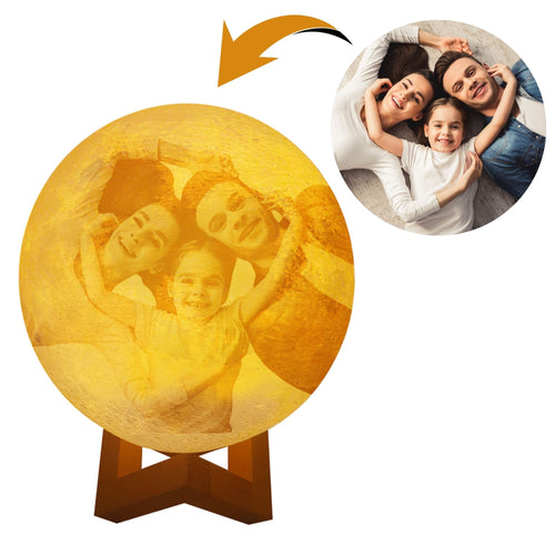 מנורת ירח בהתאמה אישית עם שלט מגע - הדפסת תמונה ב-3D ו-16 צבעים