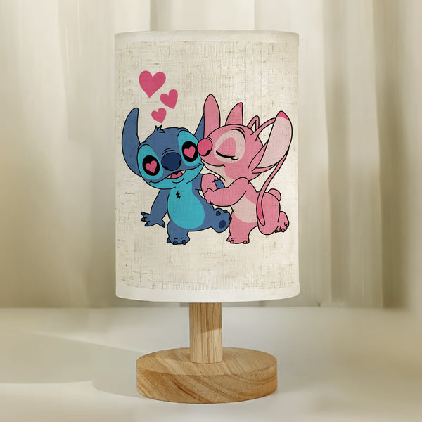 Stitch and Angel wooden table lamp