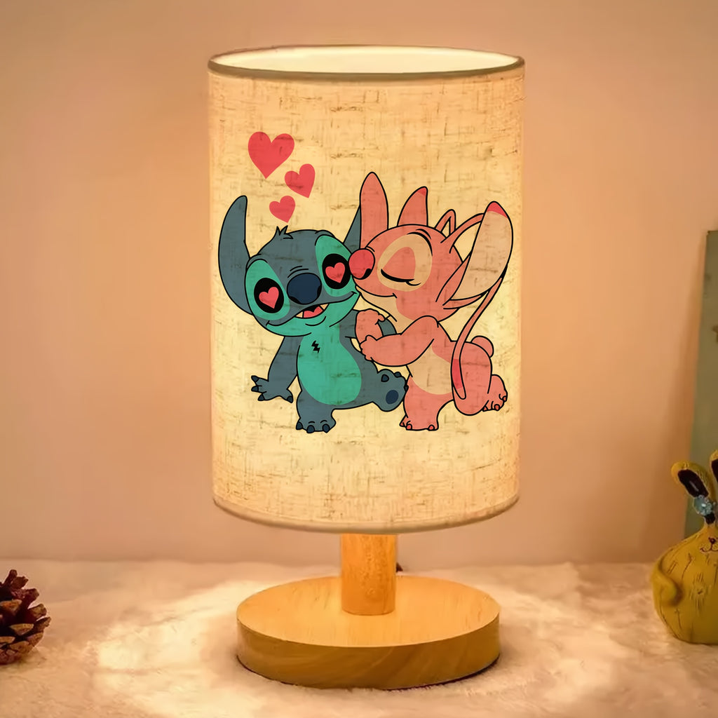 Stitch and Angel wooden table lamp