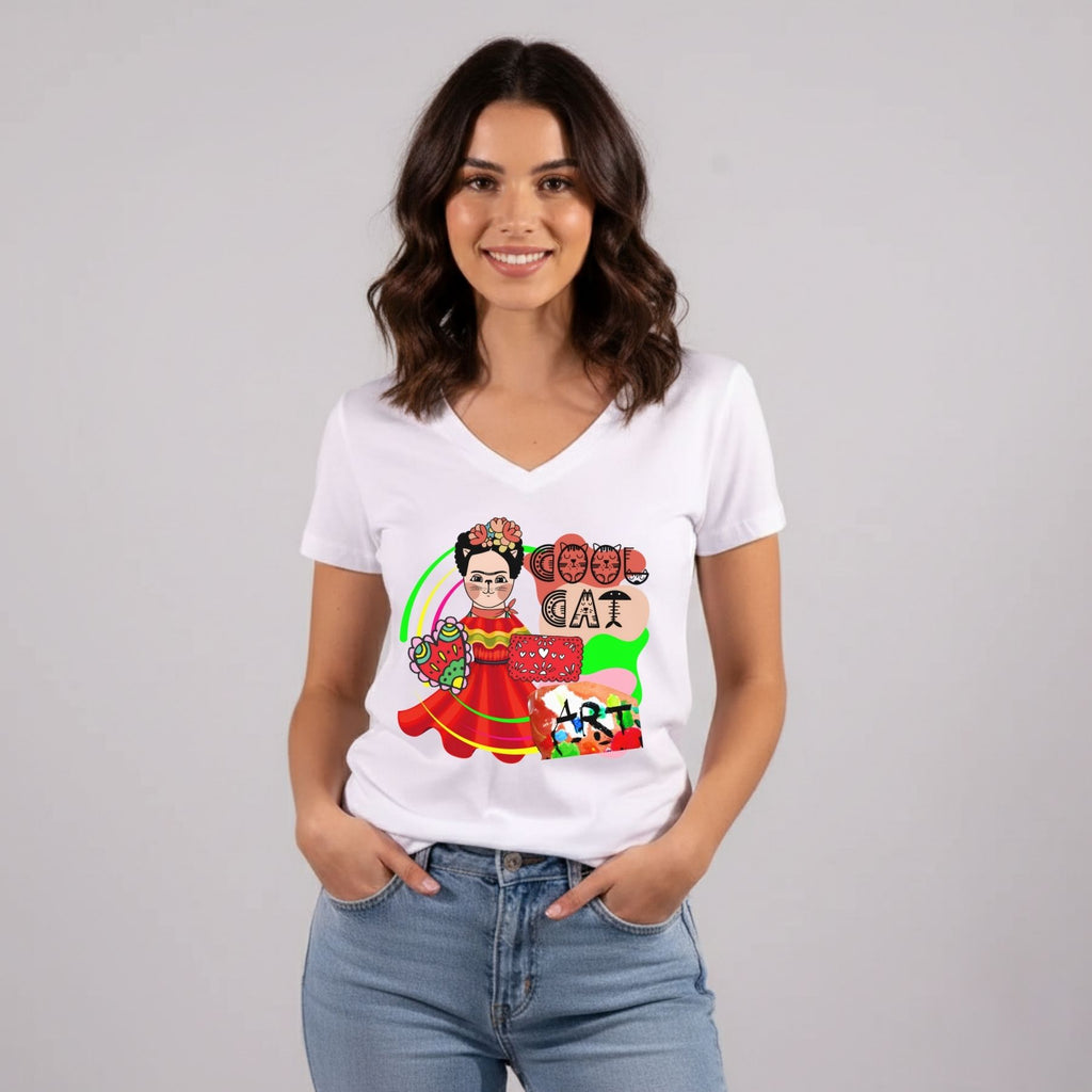 חולצת חתולה פרידה סטייל צבע לבן