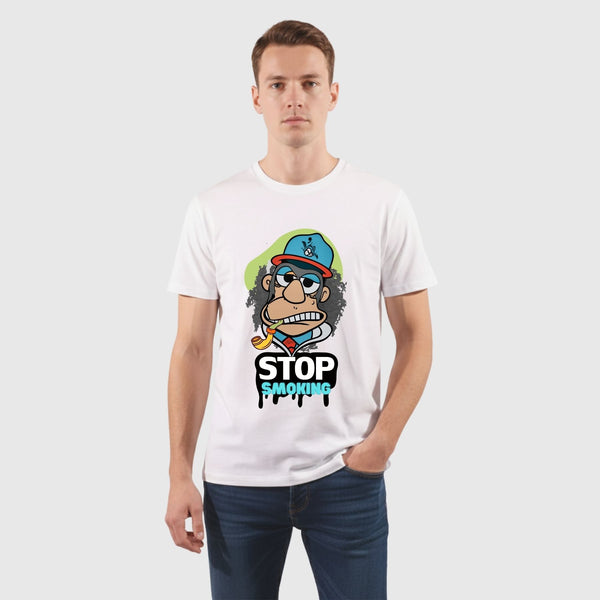 חולצת גברים Stop Smoking - דמות מצחיקה עם פייפ
