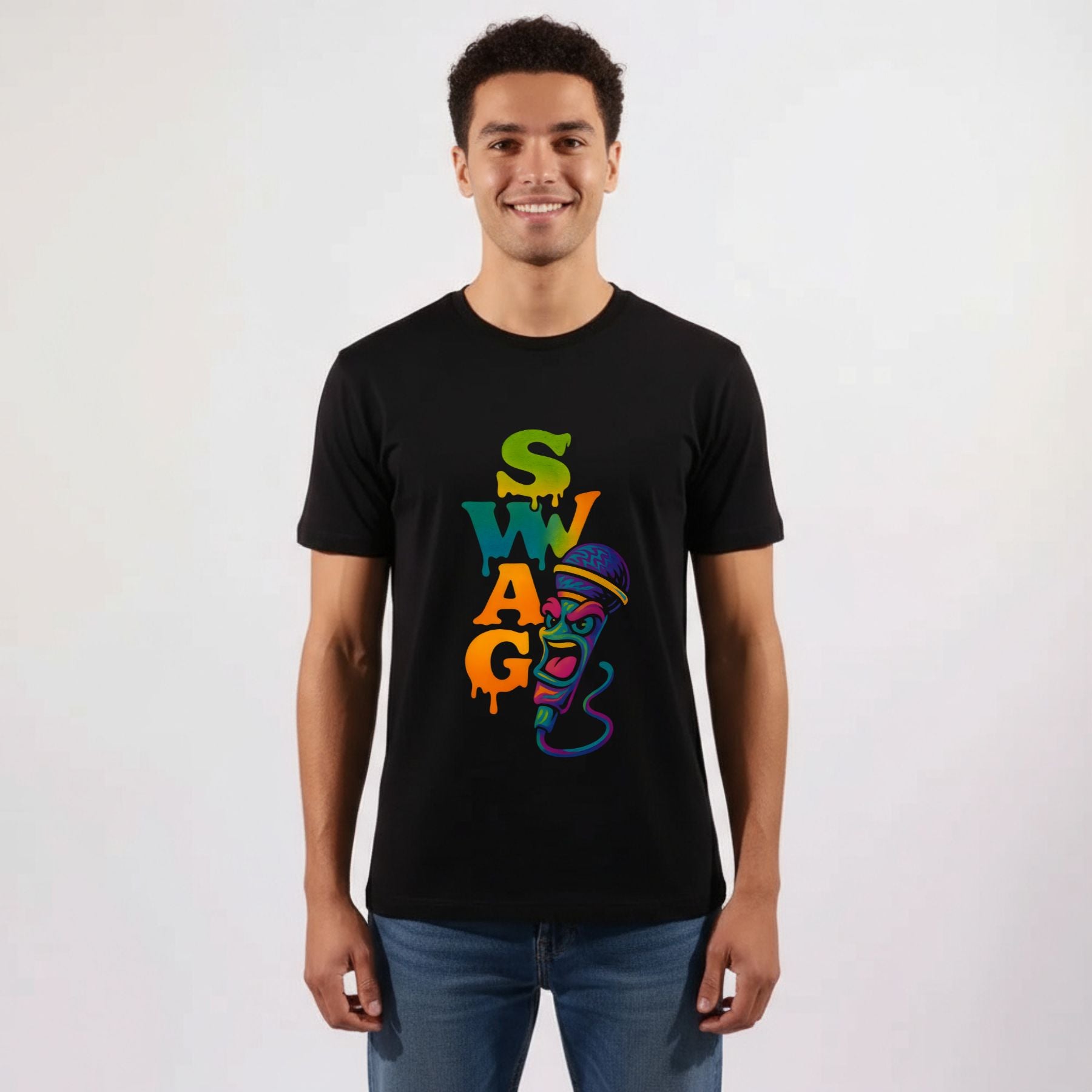 חולצת גברים SWAG – עיצוב צבעוני בסגנון היפ הופ