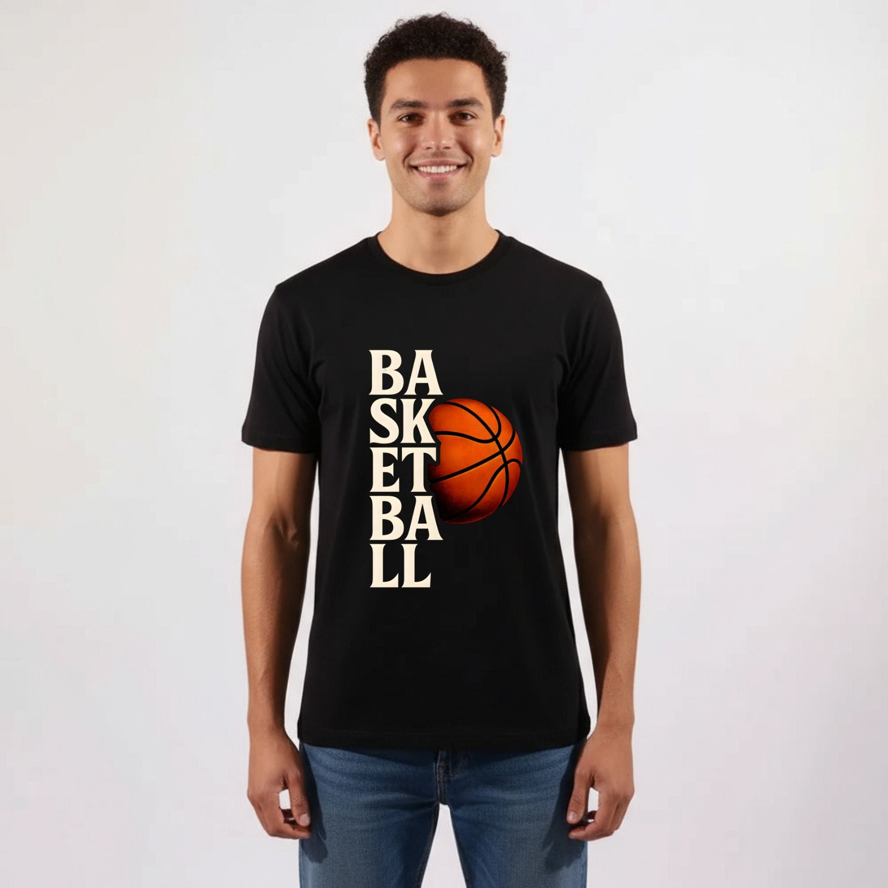 חולצת גברים Basketball – עיצוב כדורסל אנכי