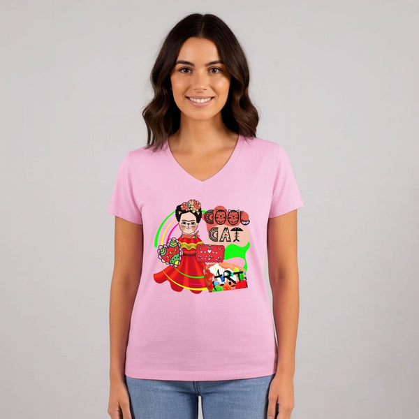 חולצת חתולה פרידה סטייל צבע ורוד