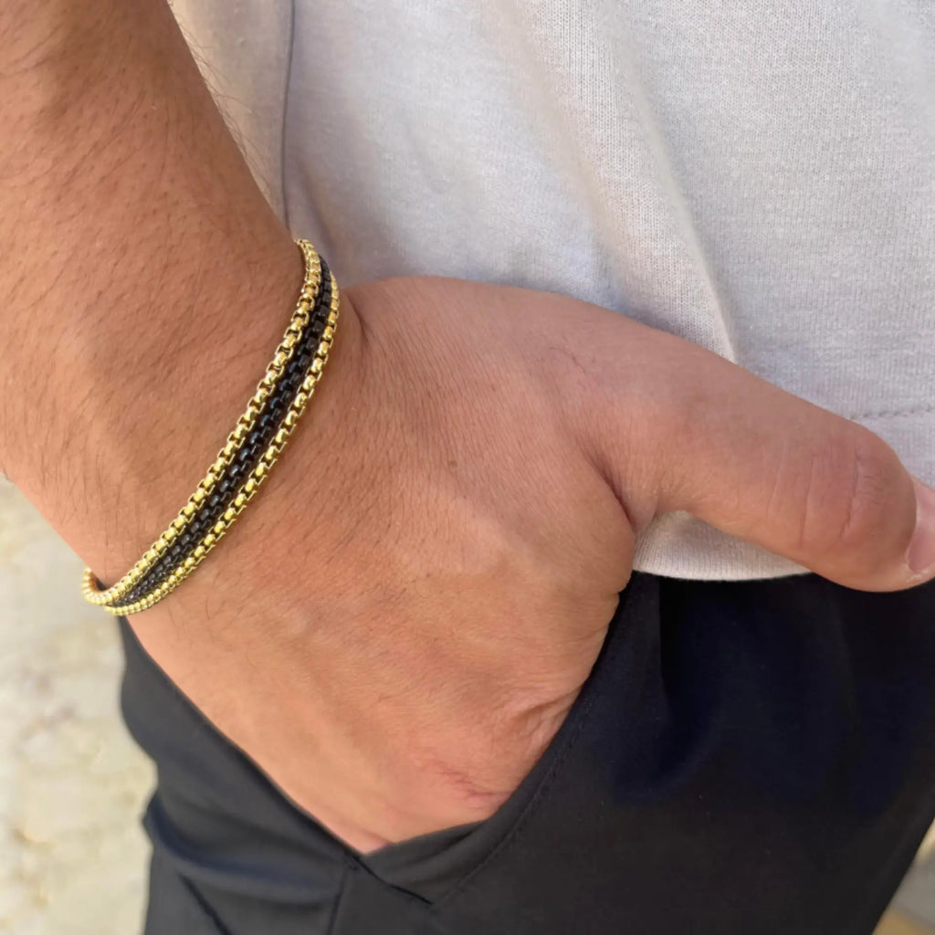 צמיד אופנתי לגברים דגם 3 שורות