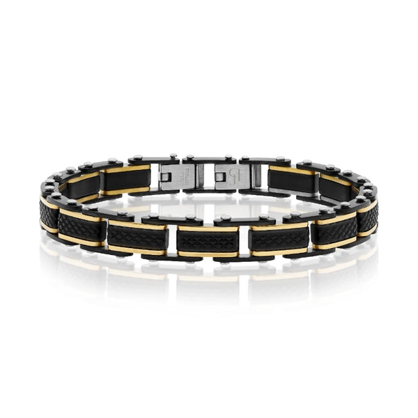 צמיד גברי מפלדת אל חלד בעיצוב מודרני עם חוליות מעוצבות