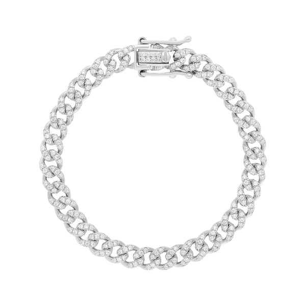 צמיד חוליות כסף יוקרתי על יד של גבר - רוחב 6 מ״מ