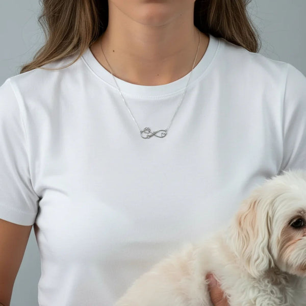 שרשרת שם אינפיניטי לב - כף רגל חתול/כלב