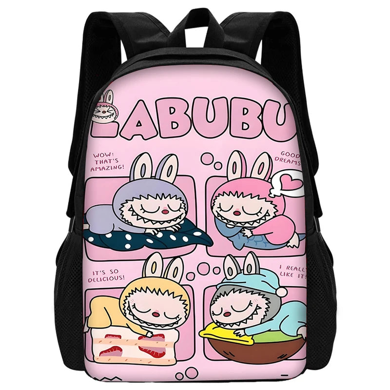 Labubu Backpack לילדים – תרמיל איכותי עם תפרים חזקים והדפס מצויר מקורי