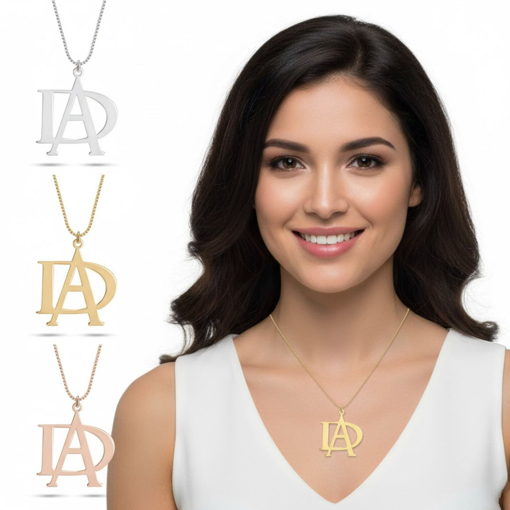 שרשרת מונוגרמה שתי אותיות באנגלית משולבות זו בזו