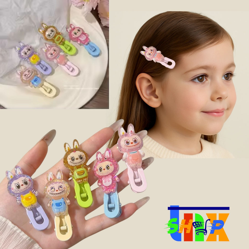 סט 5 קליפסים לבובו לשיער – עיצוב קרטוני חמוד לבנות