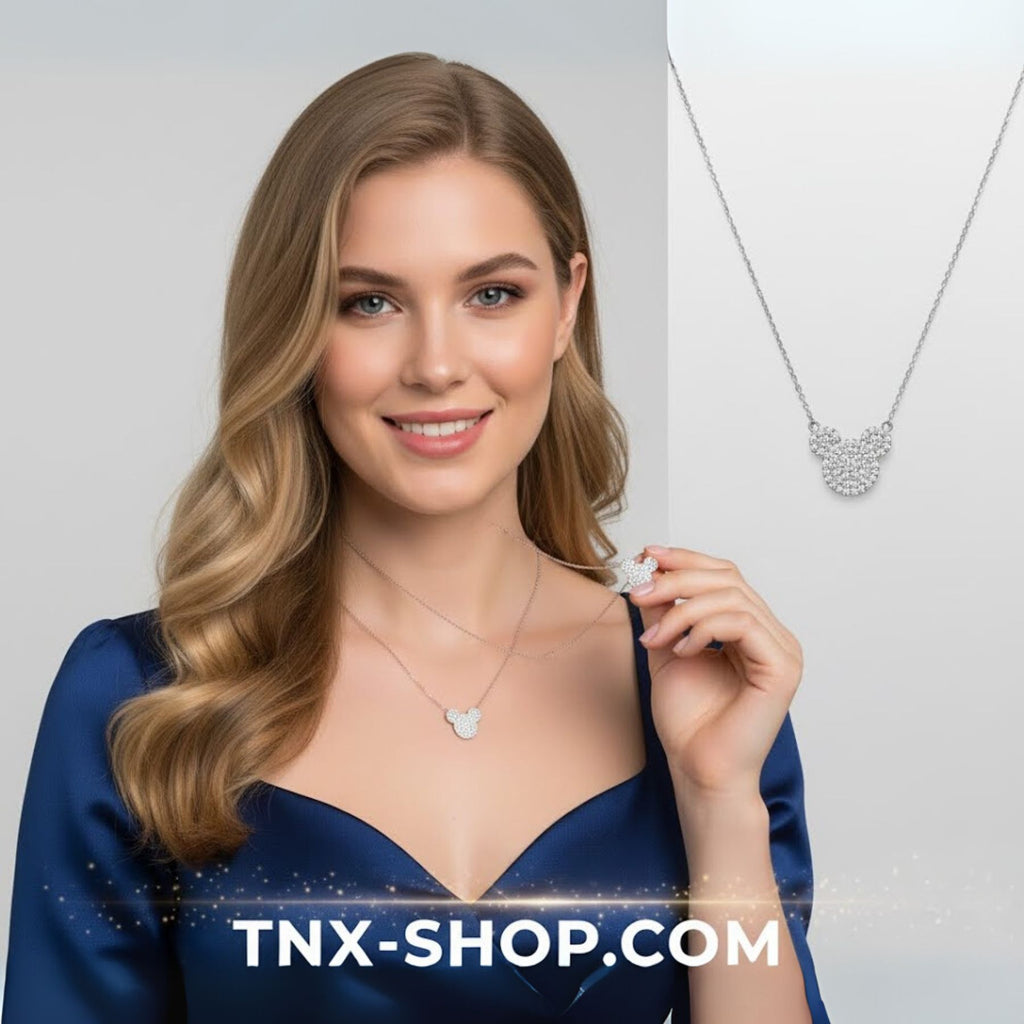 שרשרת מיקי מאוס כסף 925 משובצת זירקונים