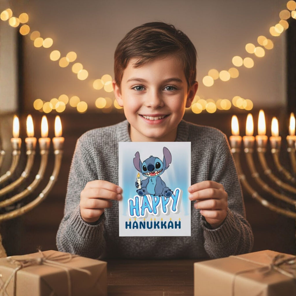 סטיץ' החמוד דגם נרות חנוכה Happy Hanukkah PNG