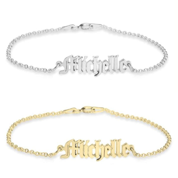 צמיד עם שם פונט אנגלי ישן סטייל