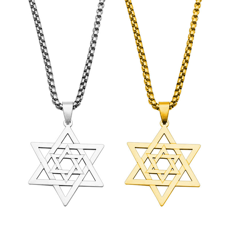 תליון מגן דוד כפול מפלדת אל חלד