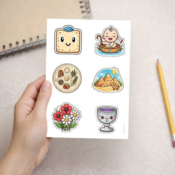 דף מדבקות יצירה לפסח לילדים להדפסה