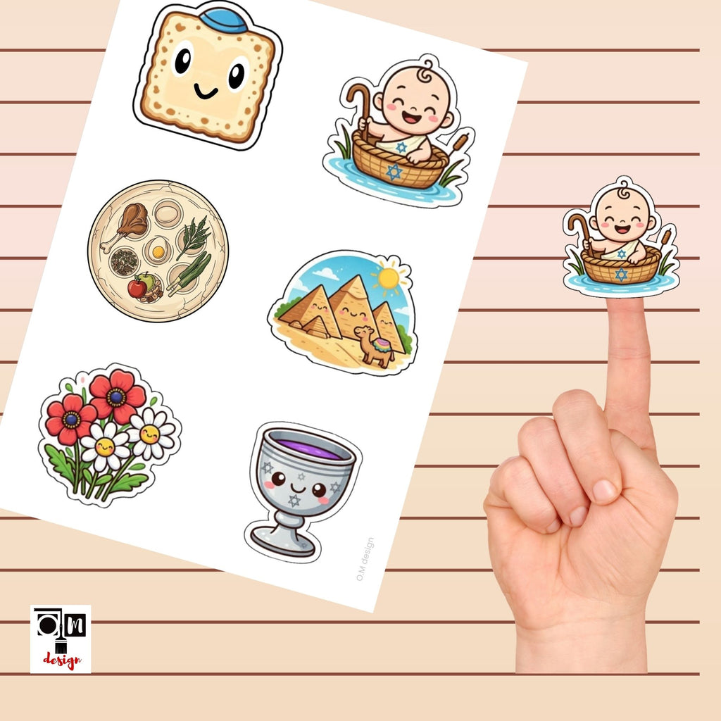 דף מדבקות יצירה לפסח לילדים להדפסה