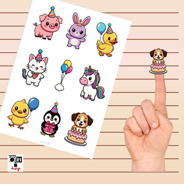 דף מדבקות חמודות ליום הולדת