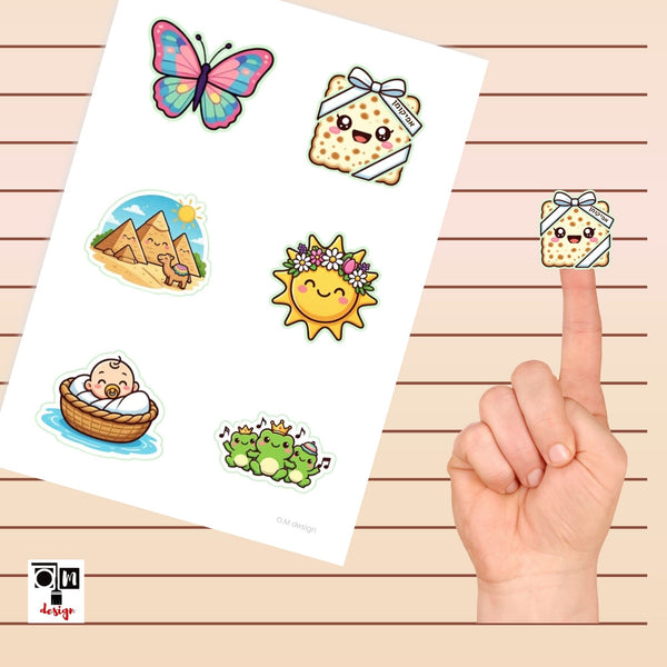 דף מדבקות חמודות לפסח בקובץ PDF להדפסה