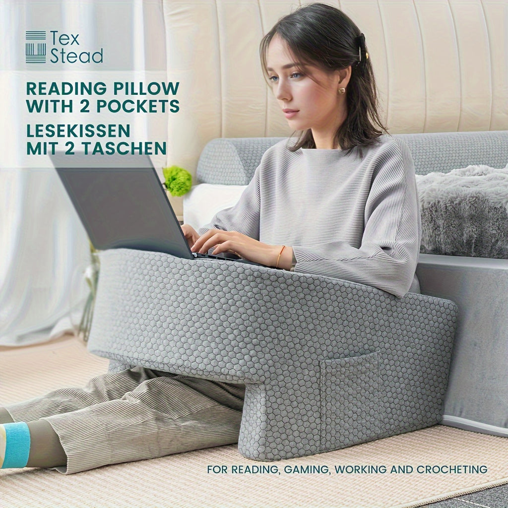 Extra Large Reading Pillow with Armrest - Memory Foam Support