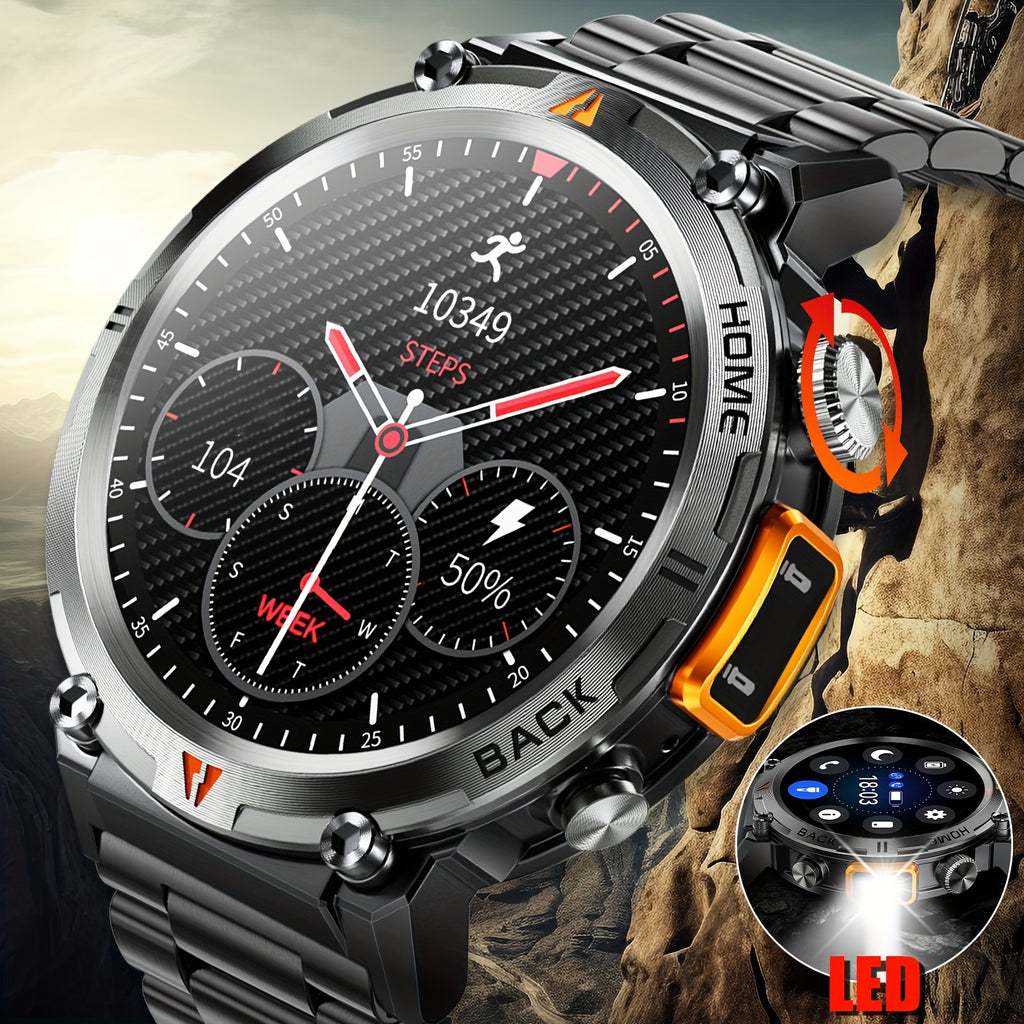 outdoor sports smartwatch with LED flashlight and bluetooth calling