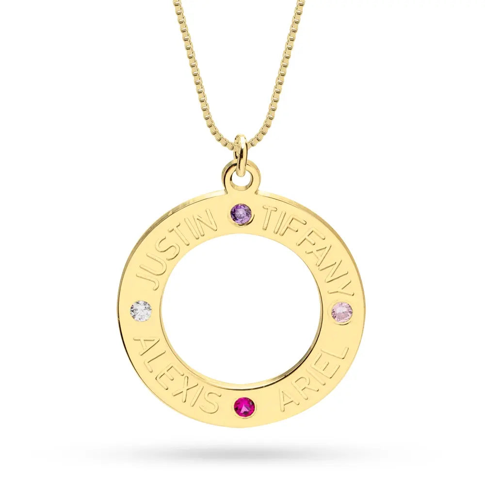 שרשרת מעגל שמות בציפוי זהב 24K