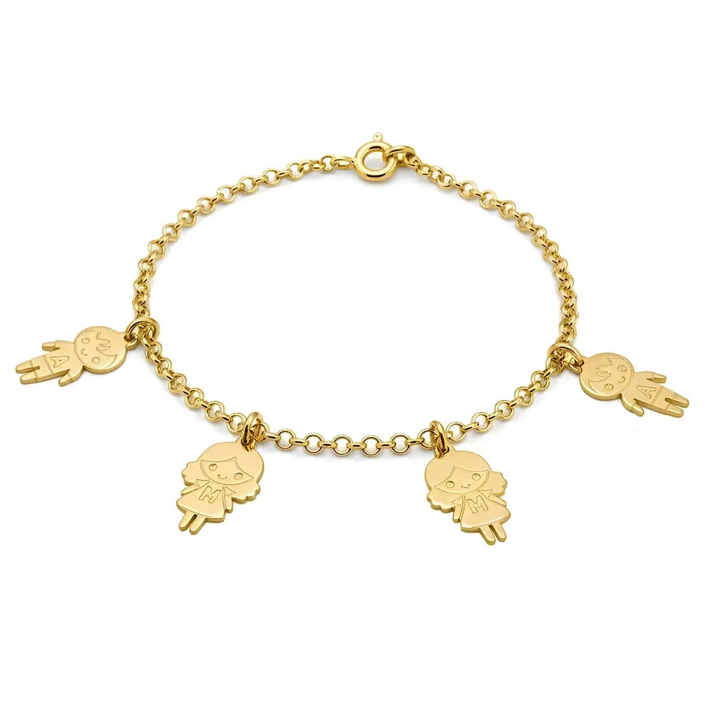 צמיד ילדים בציפוי זהב 24K עם תליונים