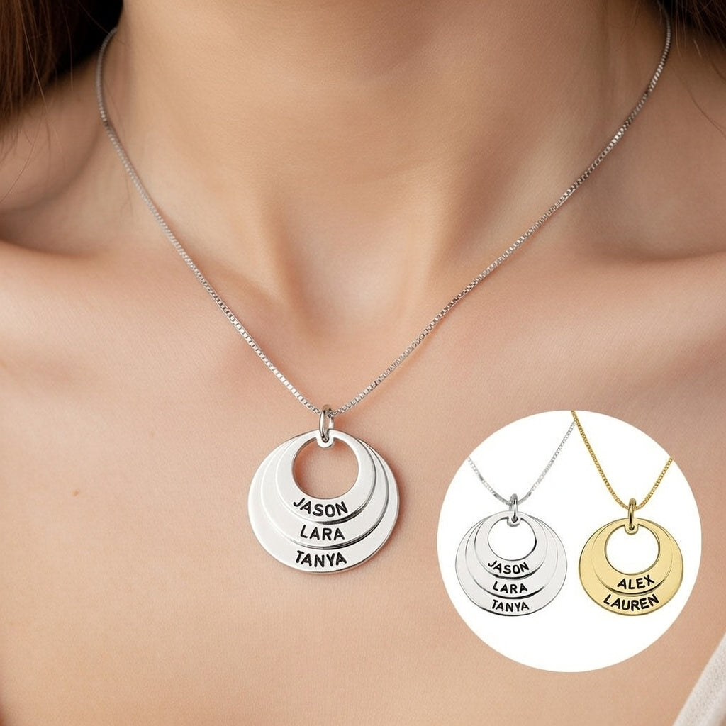 שרשרת טבעות עם שמות בהשחרה בהתאמה אישית